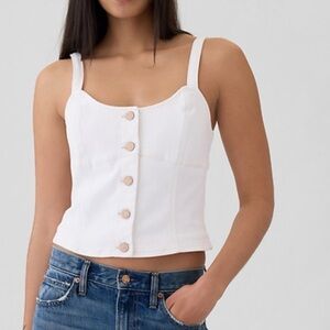 GAP White Button-Up Crop Top
